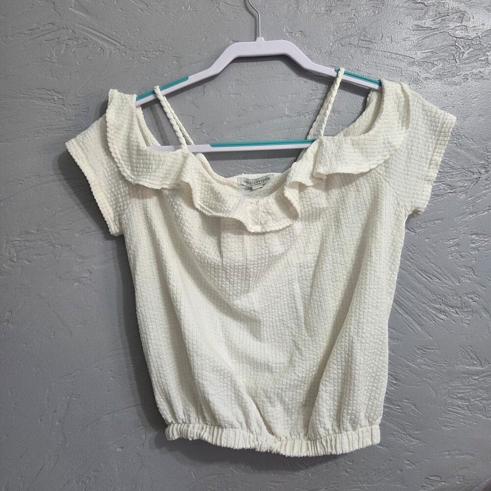 Green Envelope Los Angeles Woman's White Open Shoulder Top size M
